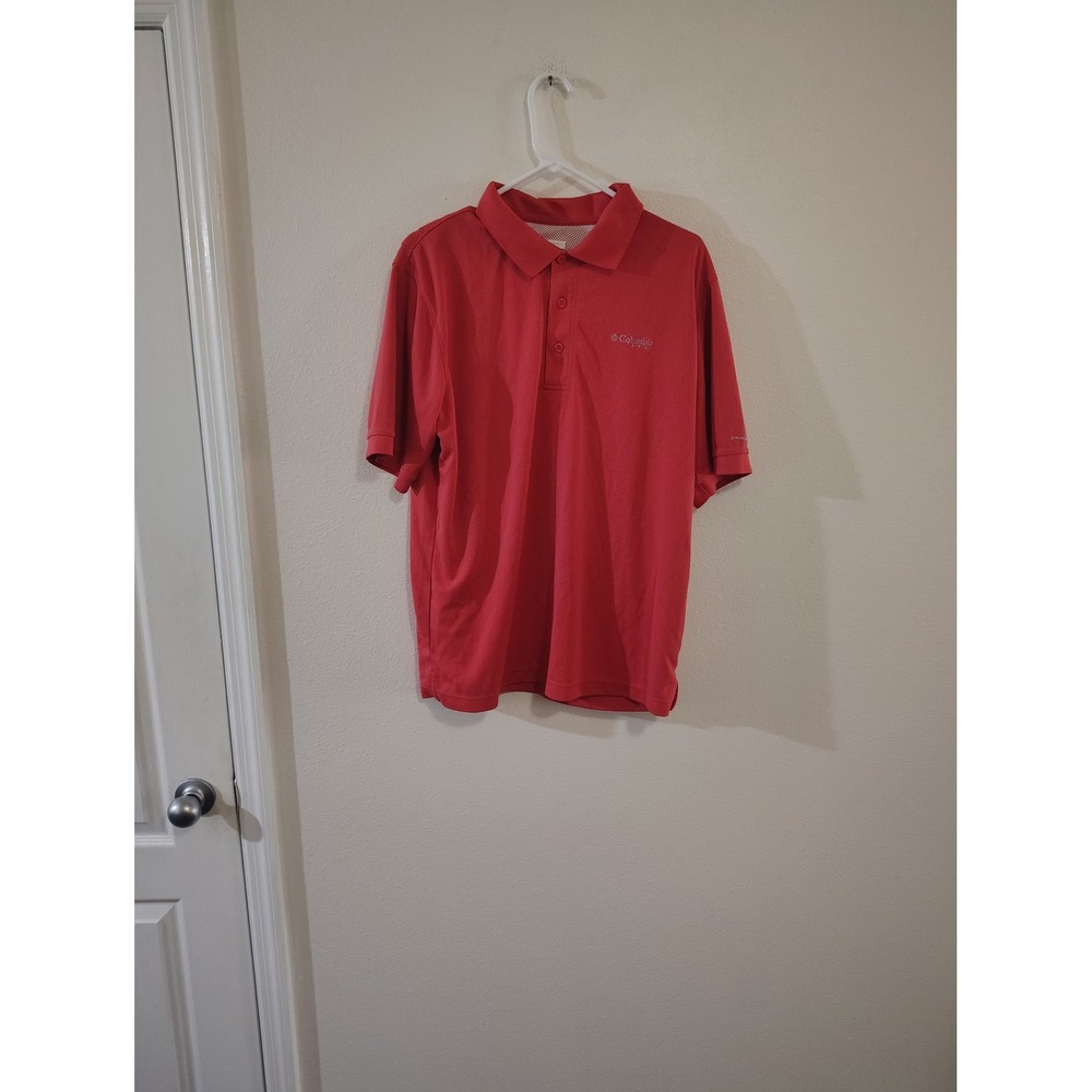 Columbia PFG Mens Red Short Sleeve Performance Fishing Polo‎ Shirt Size Large